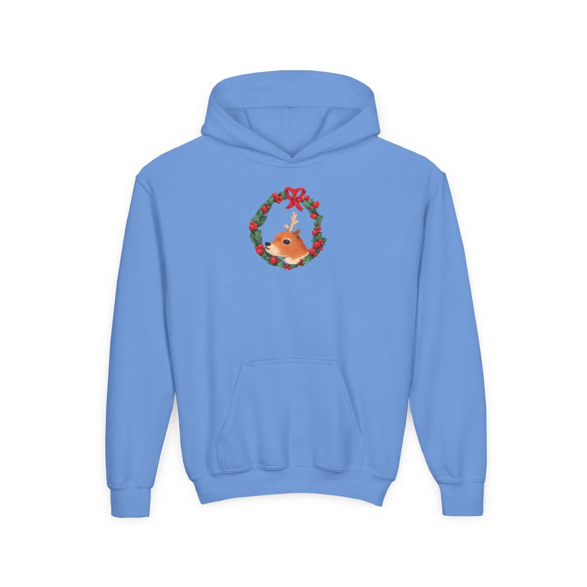 Kids Christmas Fox Wreath Hoodie — Cute Holiday Animal Pullover Printify