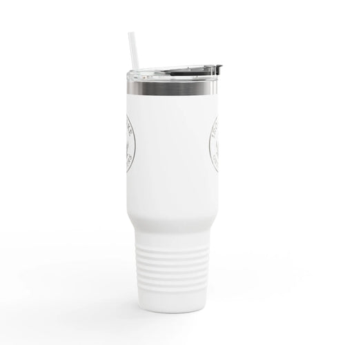 40oz Insulated Travel Mug — Iron Wake Outfitters Anchor Logo, Stainless Steel Tumbler with Straw & Handle Printify