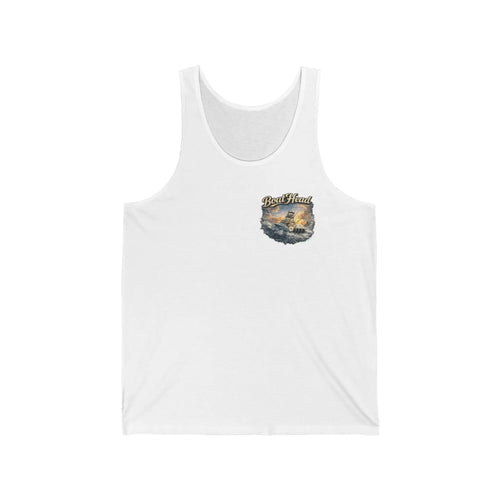 Beach Sunset Tank Top — "Good Vibes" Coastal Graphic Jersey Tank Printify