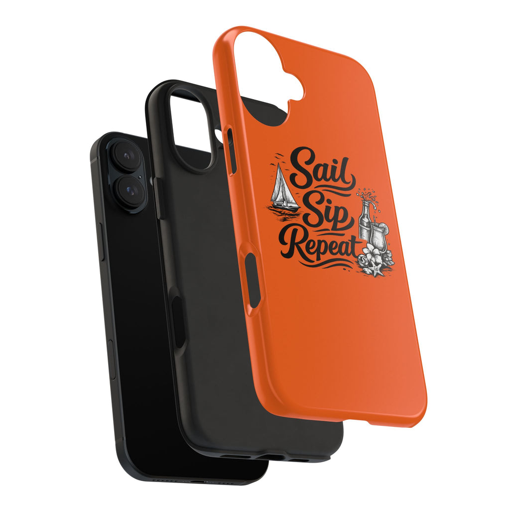 Sail Sip Repeat Tough Phone Case — Nautical Orange Protective Phone Cover