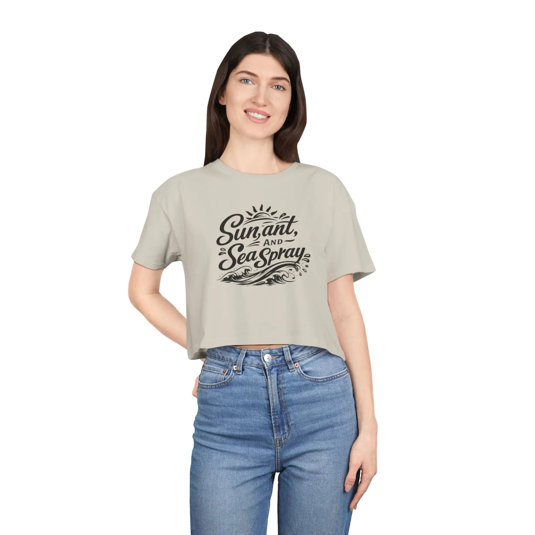 Crop Tee — "Sun, Salt, and Sea Spray" Beach Graphic Printify