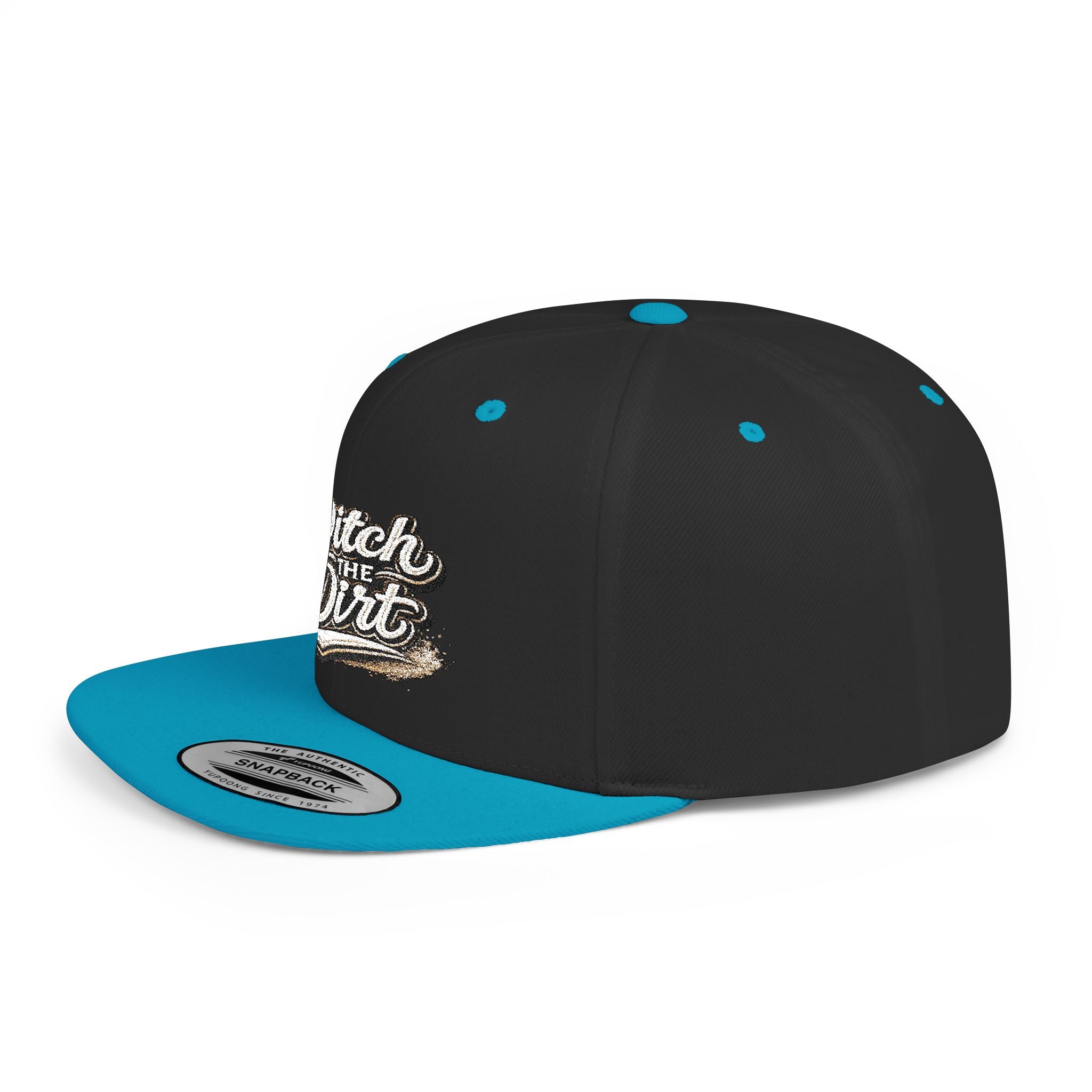Snapback Hat — "Ditch the Dirt" Retro Script Flat Bill Cap