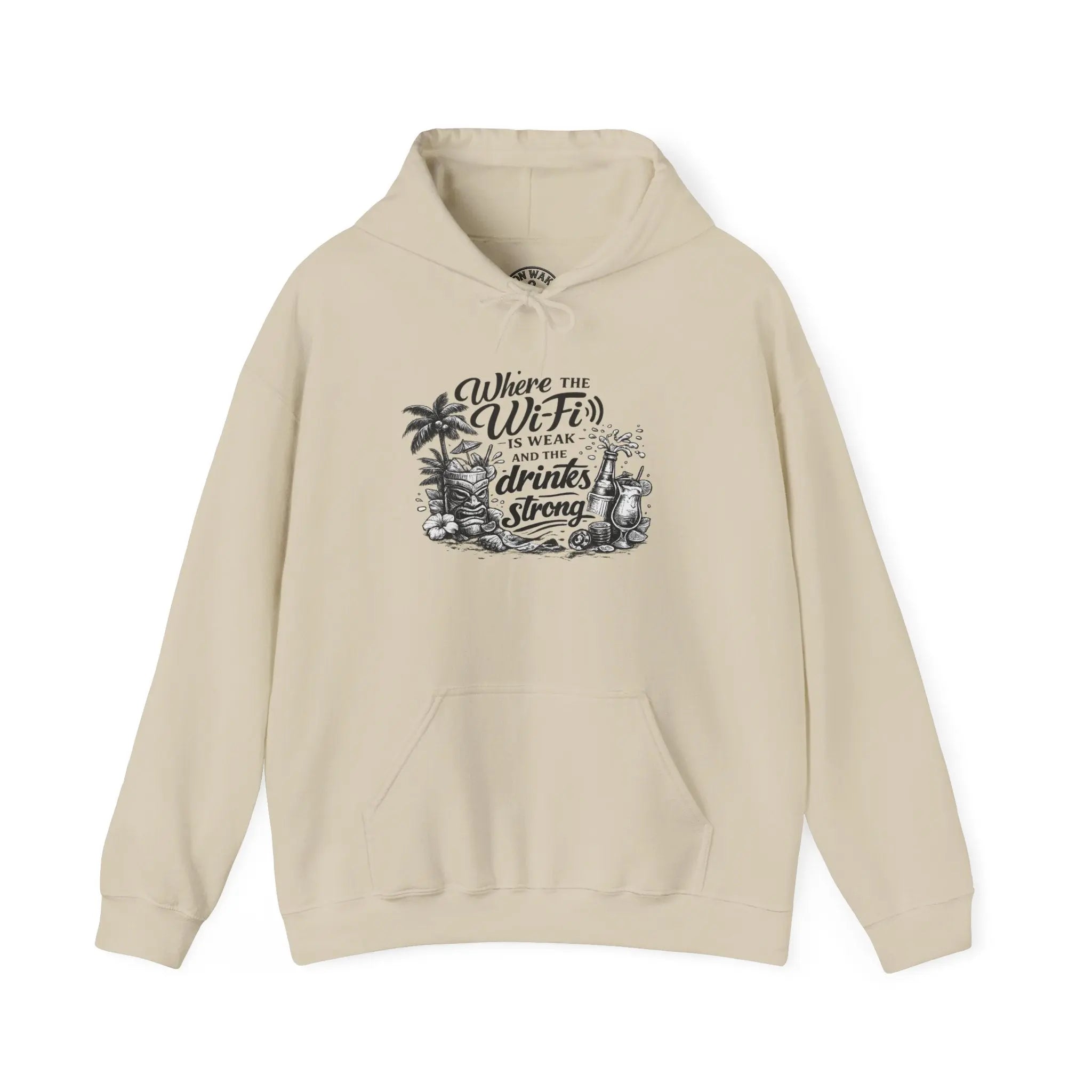 Beach Vibes Hoodie — "Where the WiFi is Weak and the Drinks are Strong" Graphic Hoodie Printify