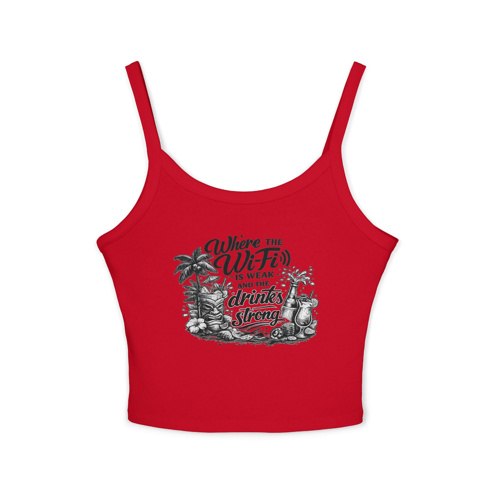 Spaghetti Tank Top – "Wine Wife" Tropical Drinks Graphic