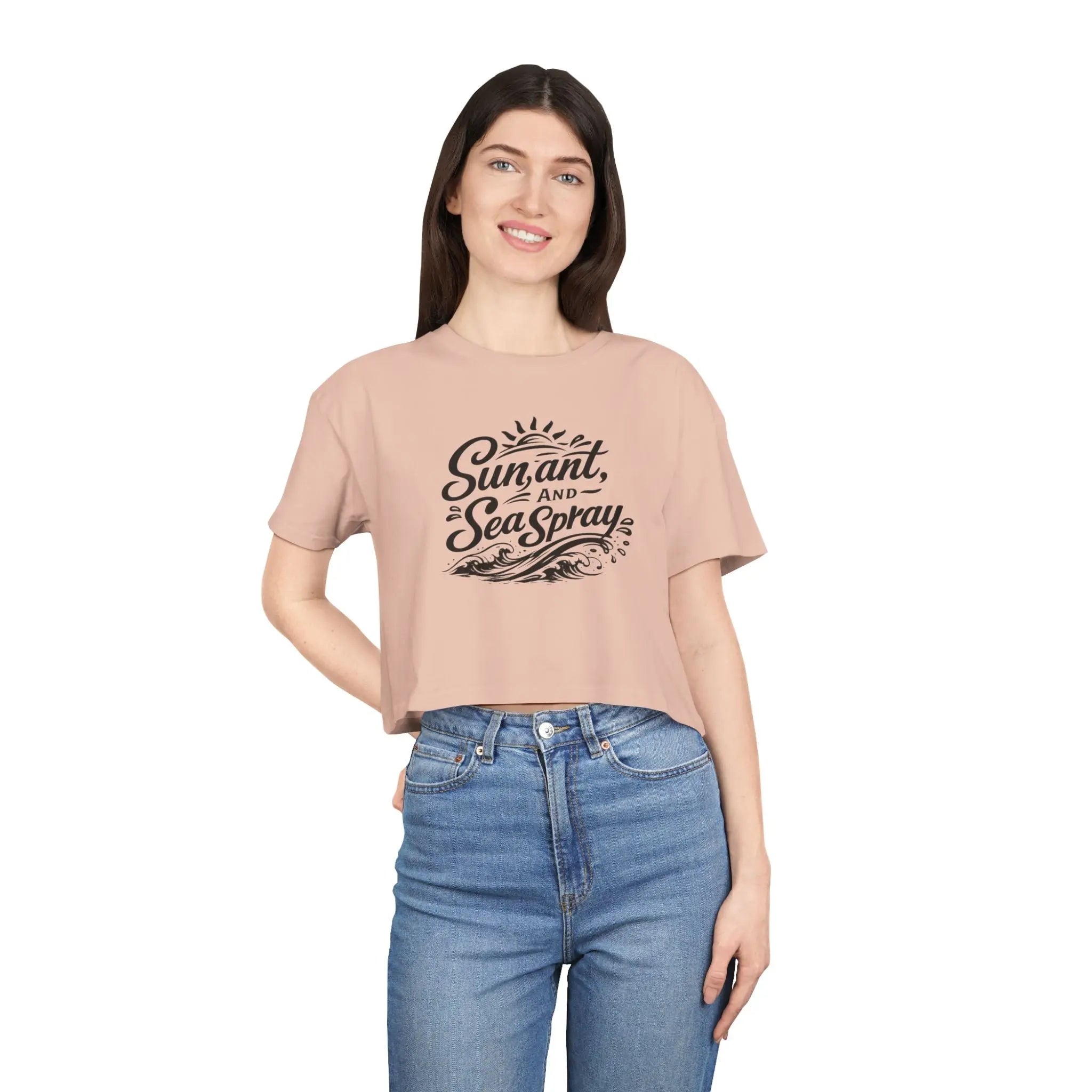 Crop Tee — "Sun, Salt, and Sea Spray" Beach Graphic Printify