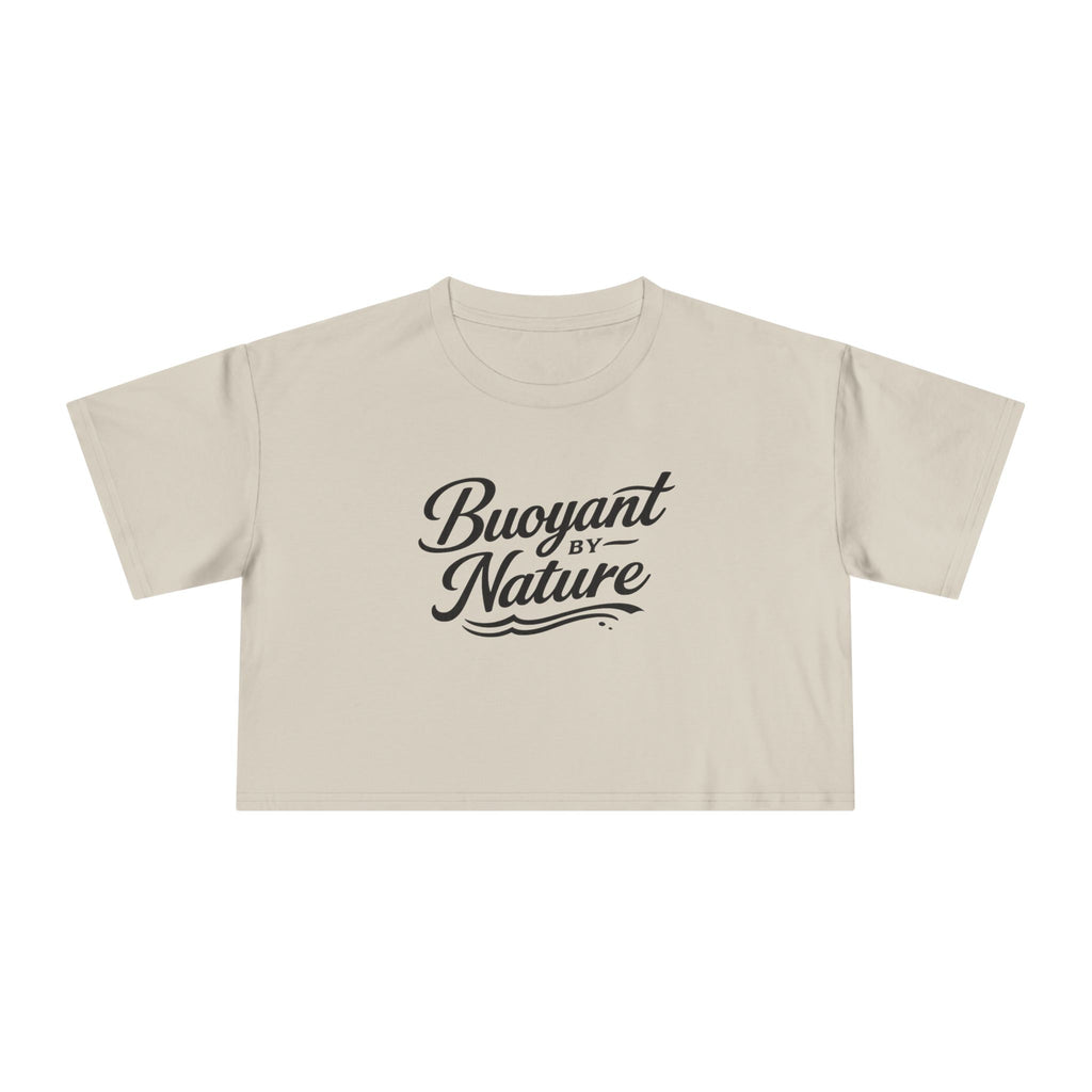 Buoyant By Nature Women's Crop Tee – Nautical Script Beach Shirt