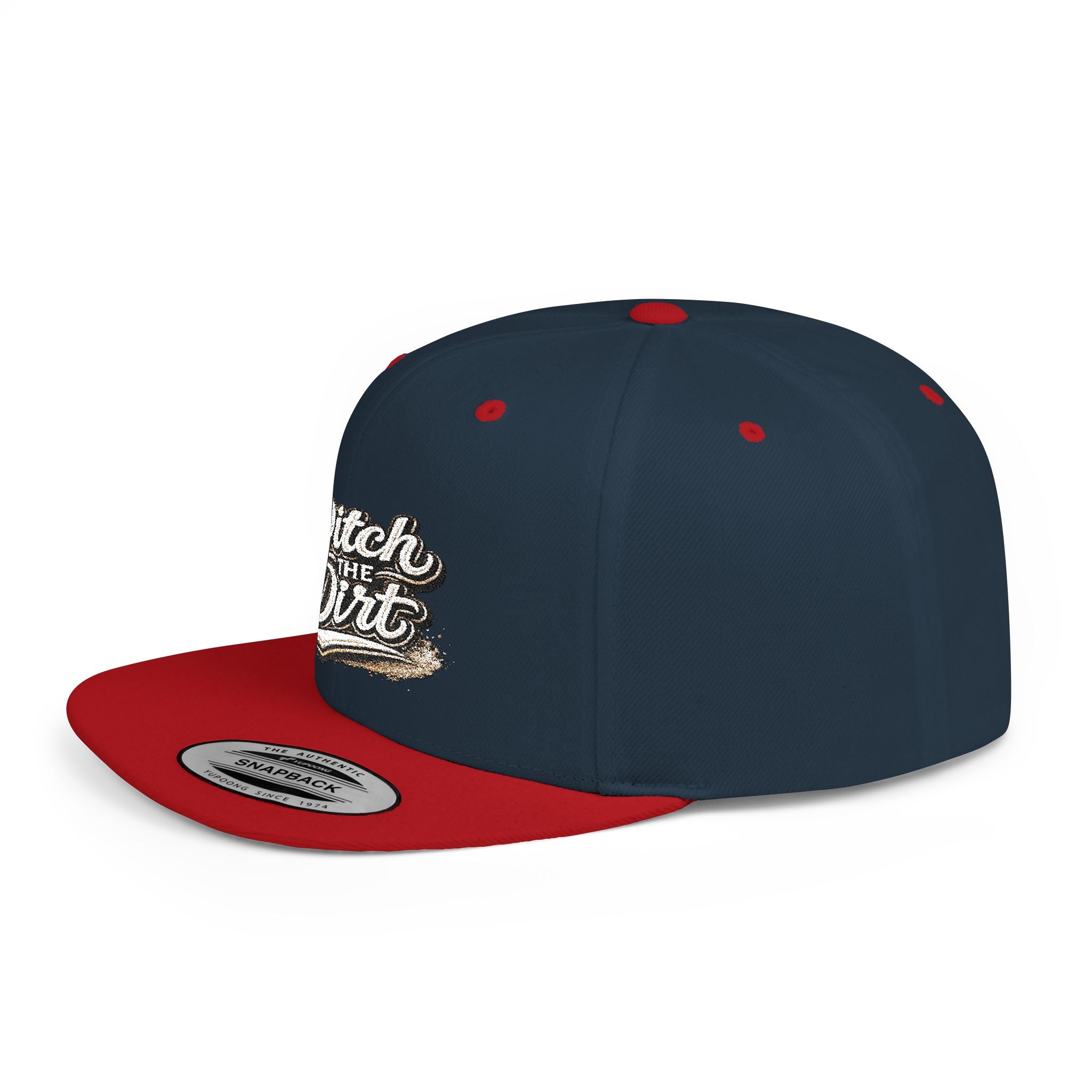 Snapback Hat — "Ditch the Dirt" Retro Script Flat Bill Cap