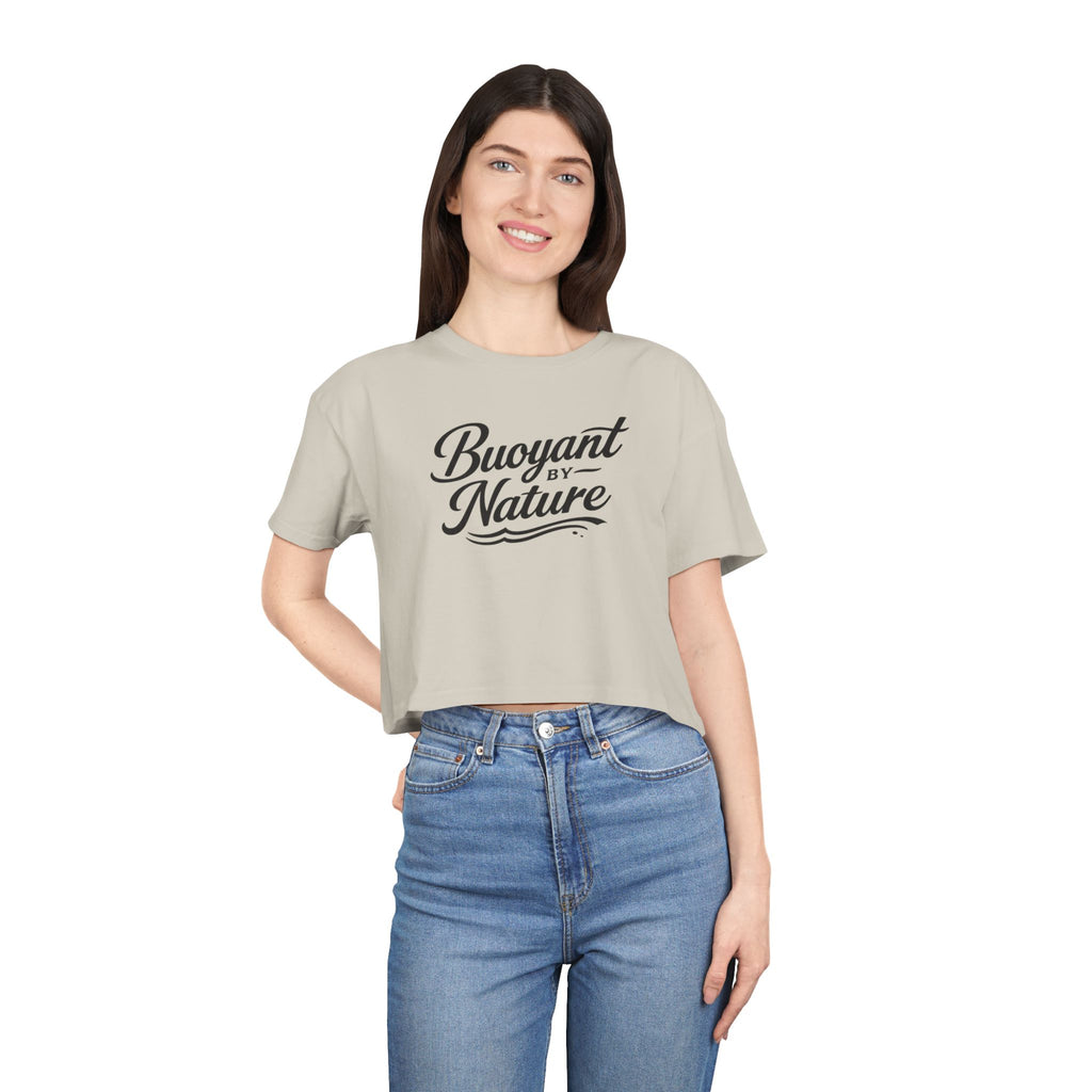 Buoyant By Nature Women's Crop Tee – Nautical Script Beach Shirt