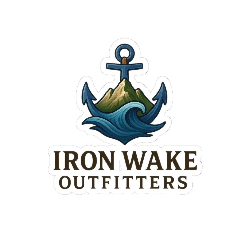 Kiss-Cut Sticker — Iron Wake Outfitters Anchor Logo (Outdoor, Nautical Vinyl) Printify