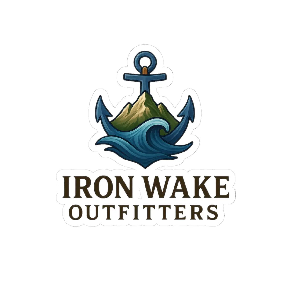 Kiss-Cut Sticker — Iron Wake Outfitters Anchor Logo (Outdoor, Nautical Vinyl) Printify