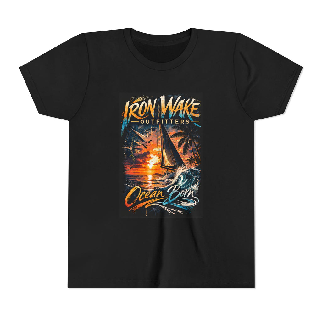 Ocean Born Youth T‑Shirt — Iron Wake Outfitters Sailboat Sunset Tee