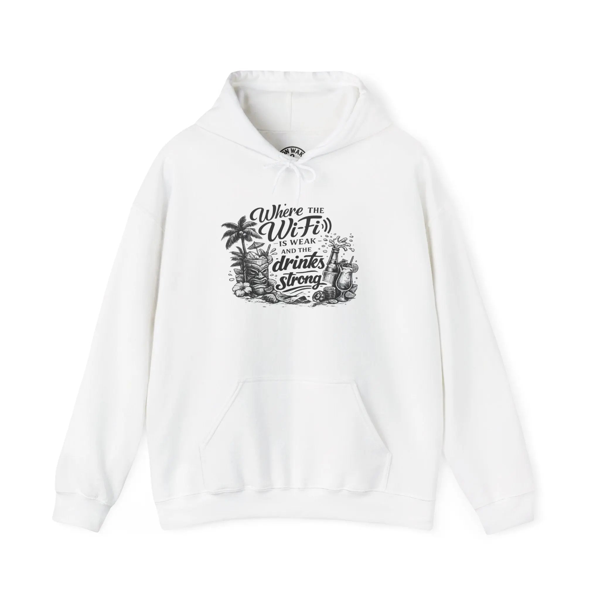 Beach Vibes Hoodie — "Where the WiFi is Weak and the Drinks are Strong" Graphic Hoodie Printify