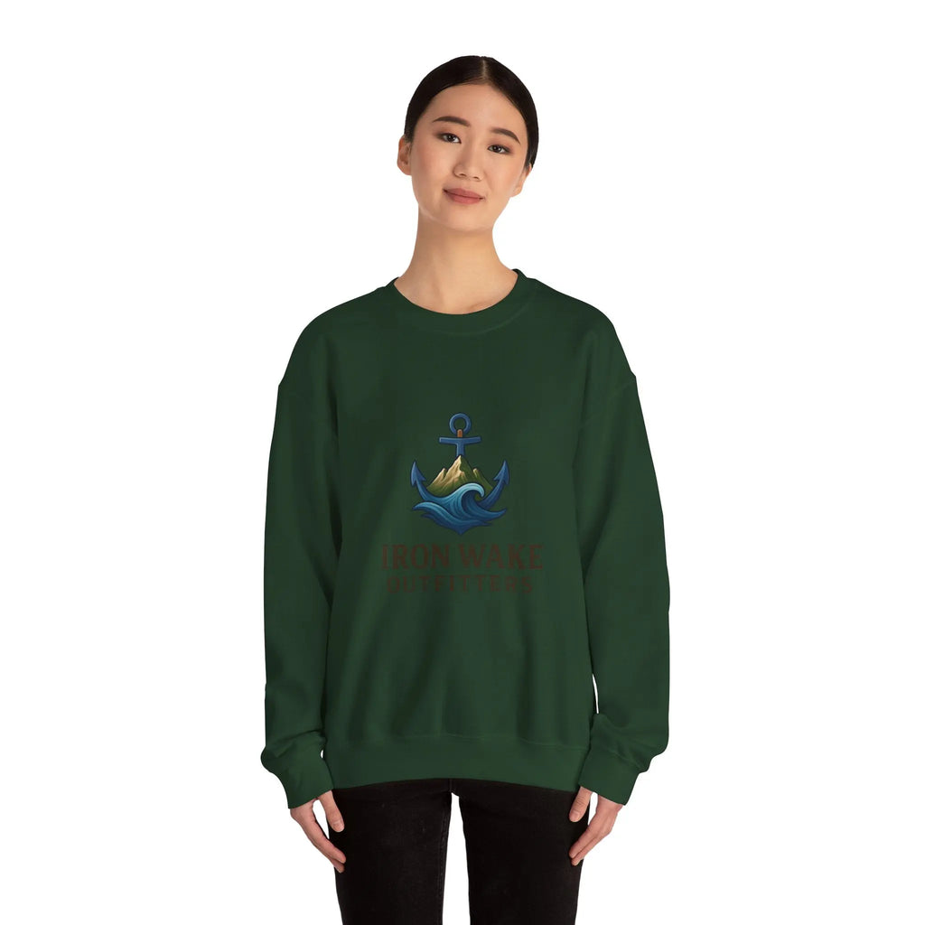 Crewneck Sweatshirt — Iron Wake Outfitters Anchor Logo Printify