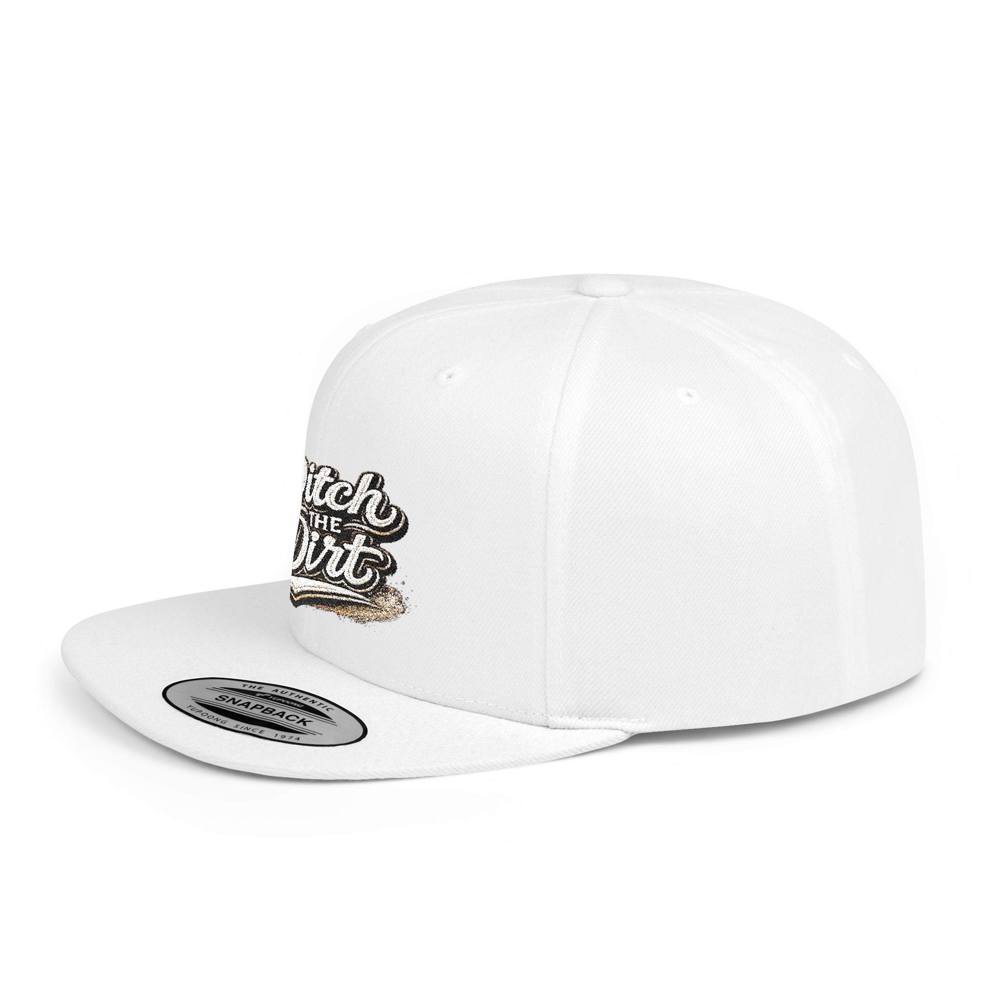 Snapback Hat — "Ditch the Dirt" Retro Script Flat Bill Cap