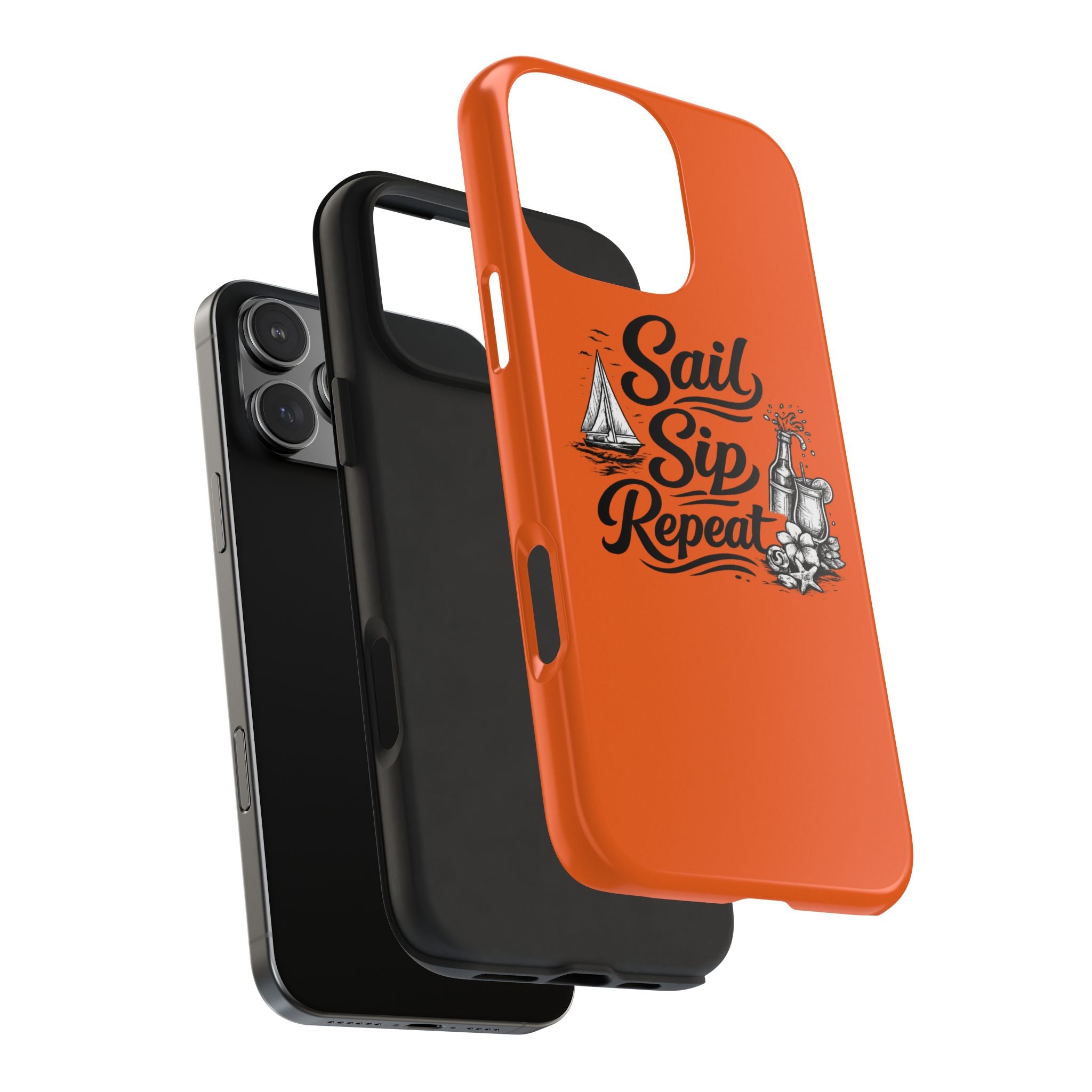 Sail Sip Repeat Tough Phone Case — Nautical Orange Protective Phone Cover