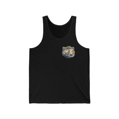 Beach Sunset Tank Top — "Good Vibes" Coastal Graphic Jersey Tank Printify