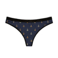 Navy Anchor Print Women's Thong – Nautical Cotton-Look Undergarment