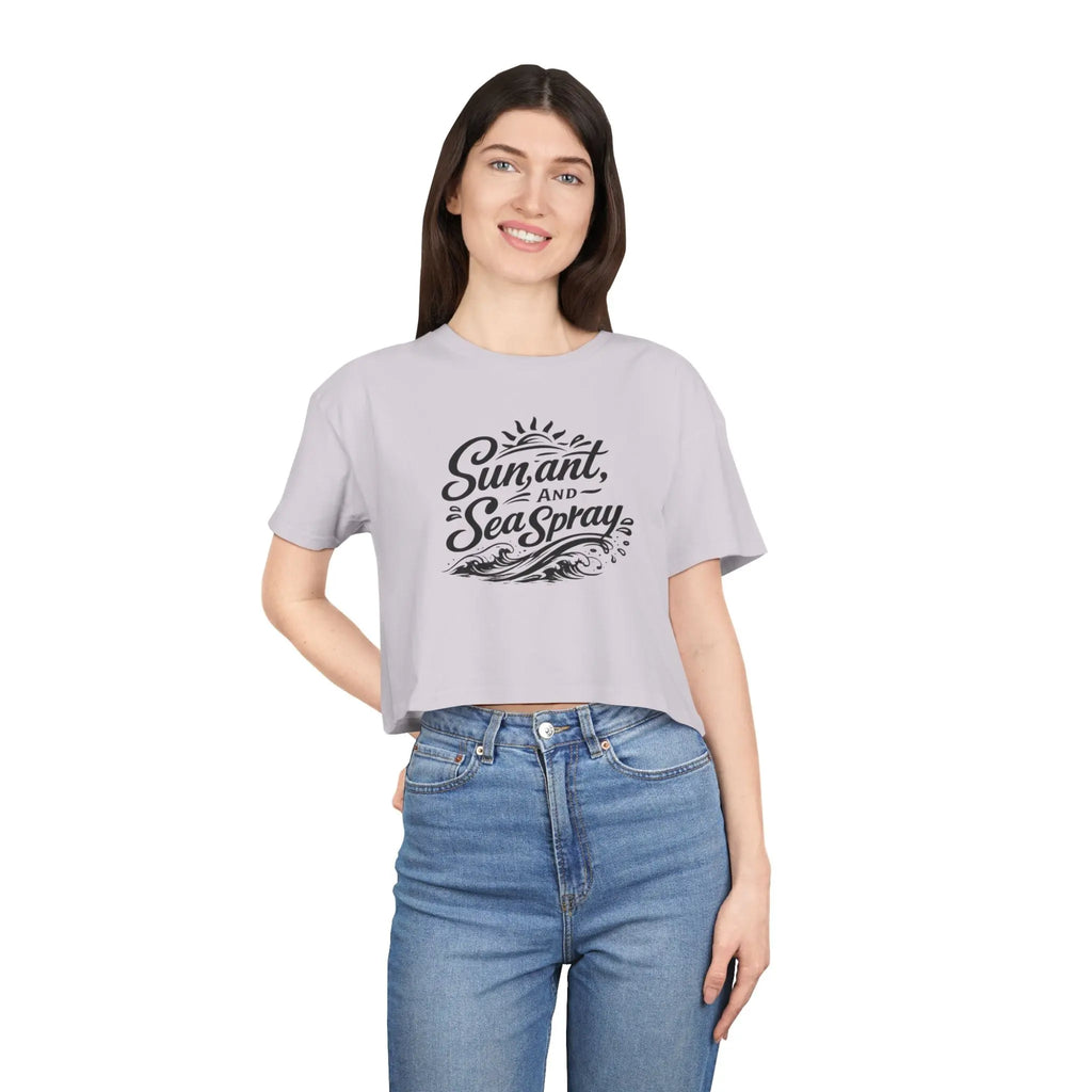 Crop Tee — "Sun, Salt, and Sea Spray" Beach Graphic Printify
