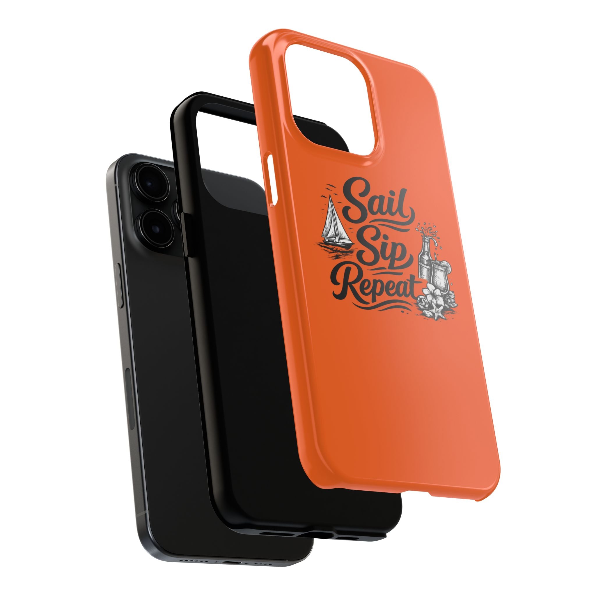 Sail Sip Repeat Tough Phone Case — Nautical Orange Protective Phone Cover