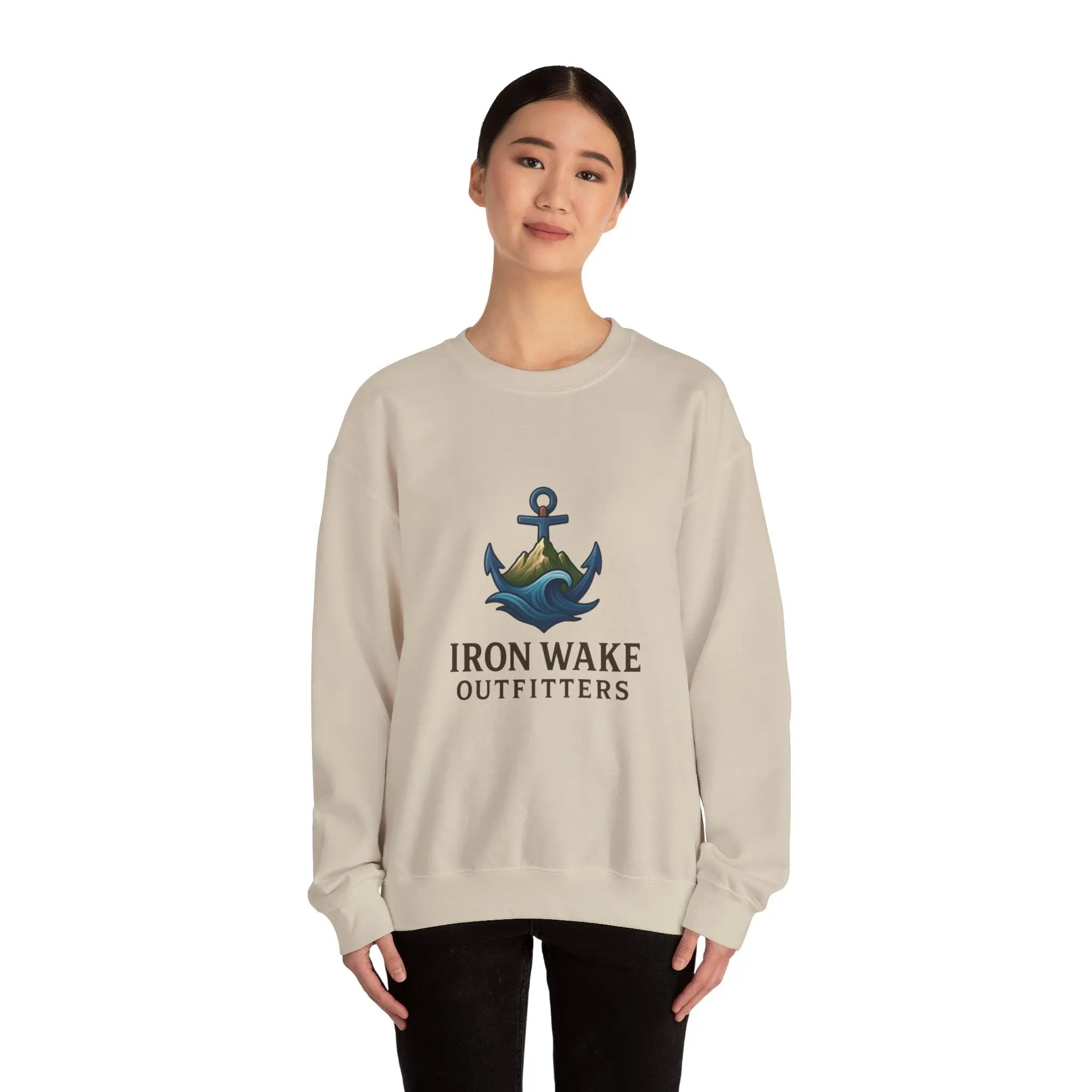 Crewneck Sweatshirt — Iron Wake Outfitters Anchor Logo Printify