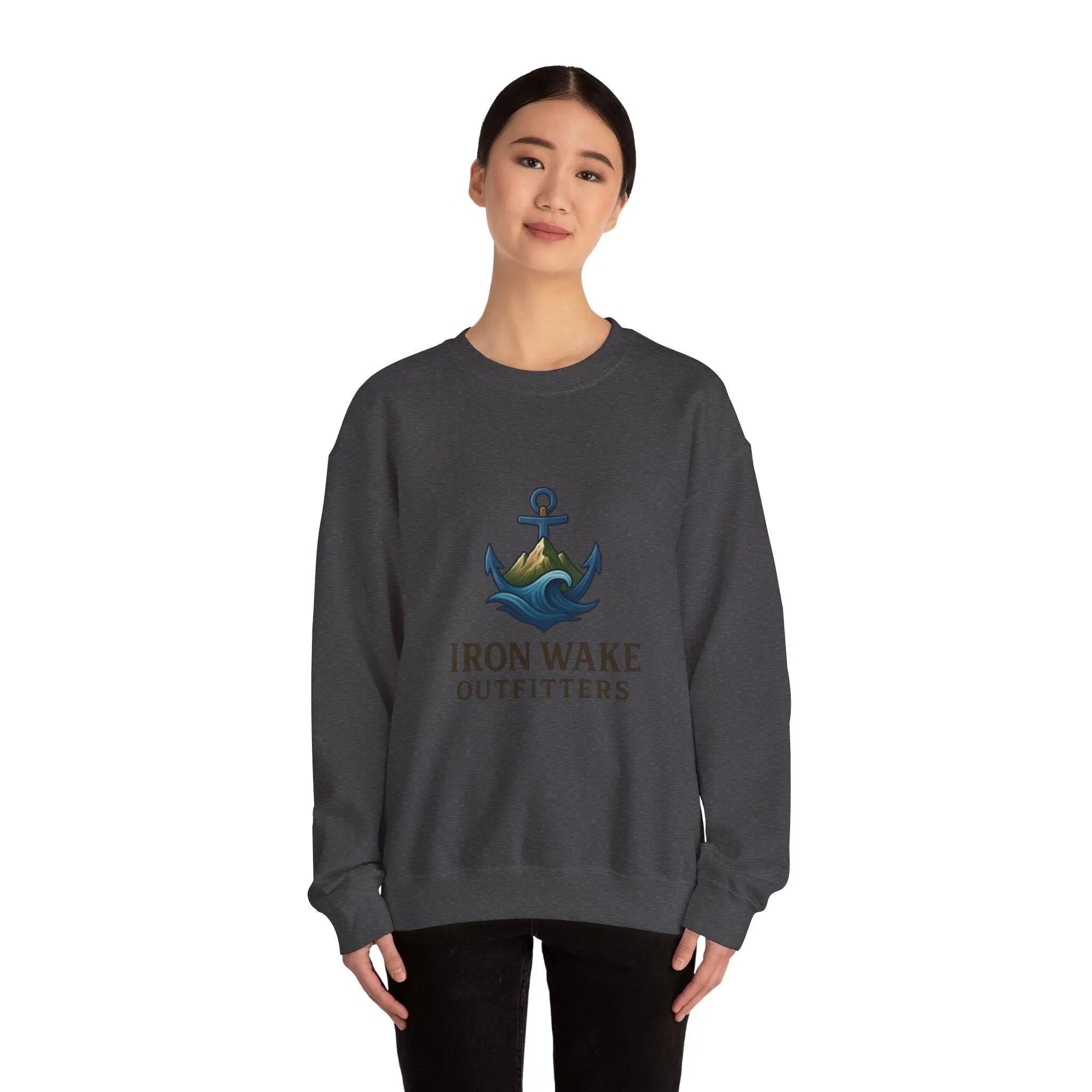 Crewneck Sweatshirt — Iron Wake Outfitters Anchor Logo Printify