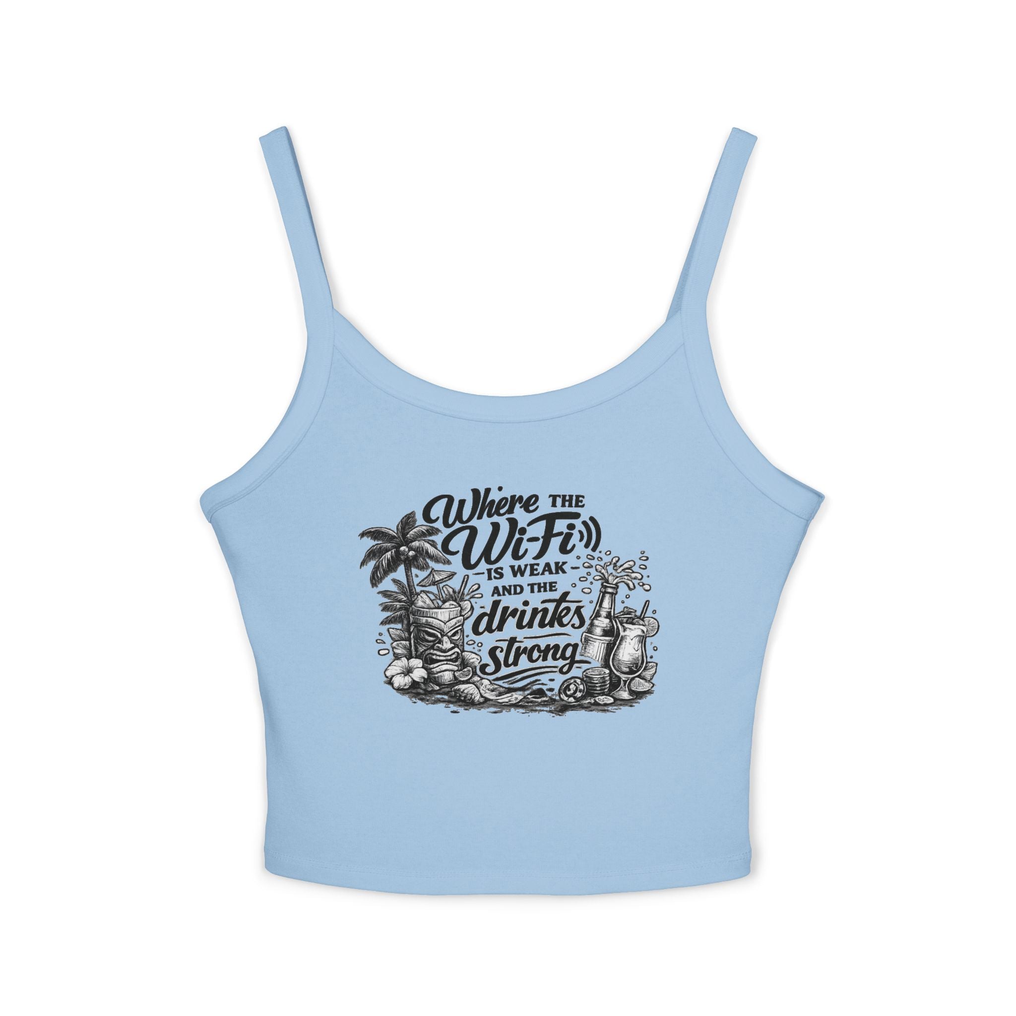 Spaghetti Tank Top – "Wine Wife" Tropical Drinks Graphic