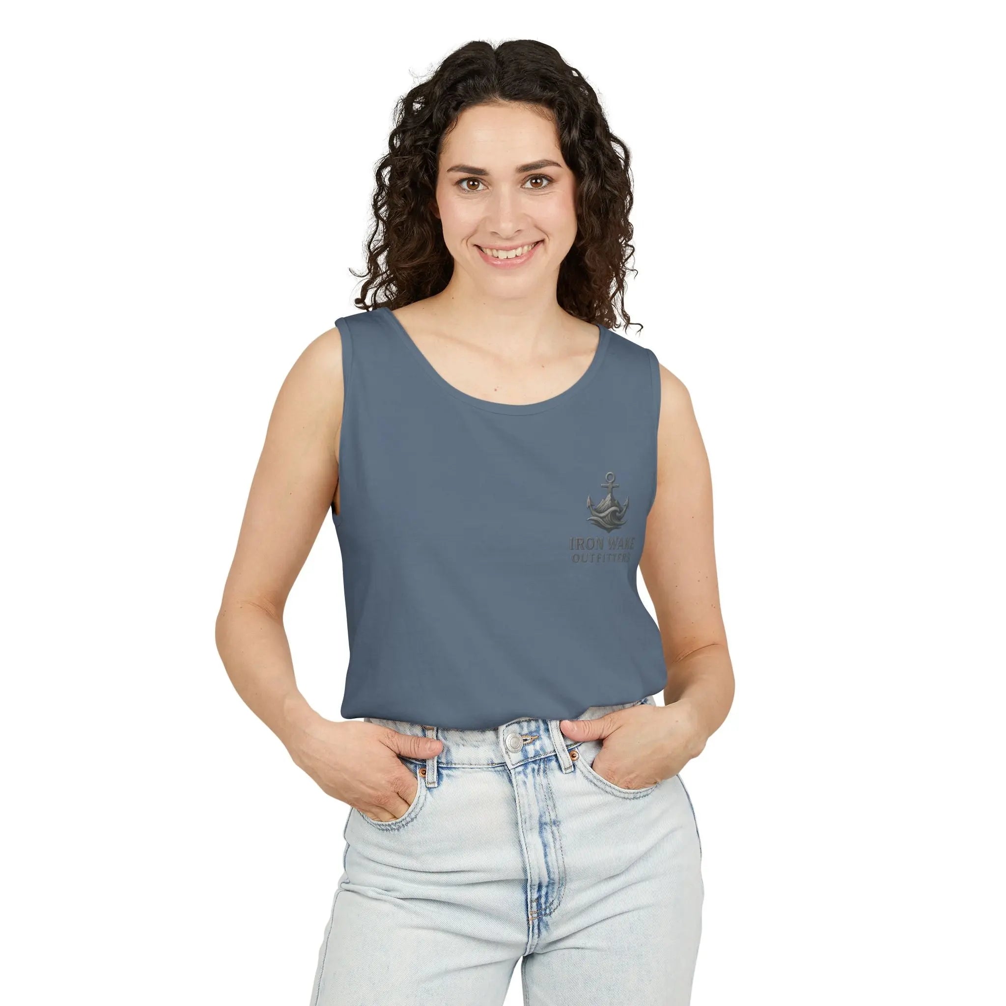 Iron Wake Outfitters Anchor & Surfer Tank Top Printify