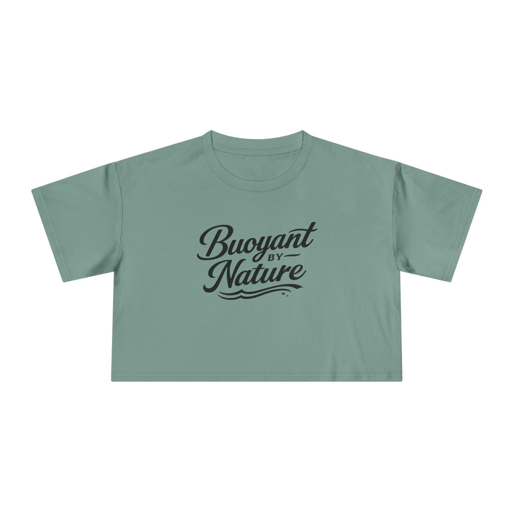 Buoyant By Nature Women's Crop Tee – Nautical Script Beach Shirt