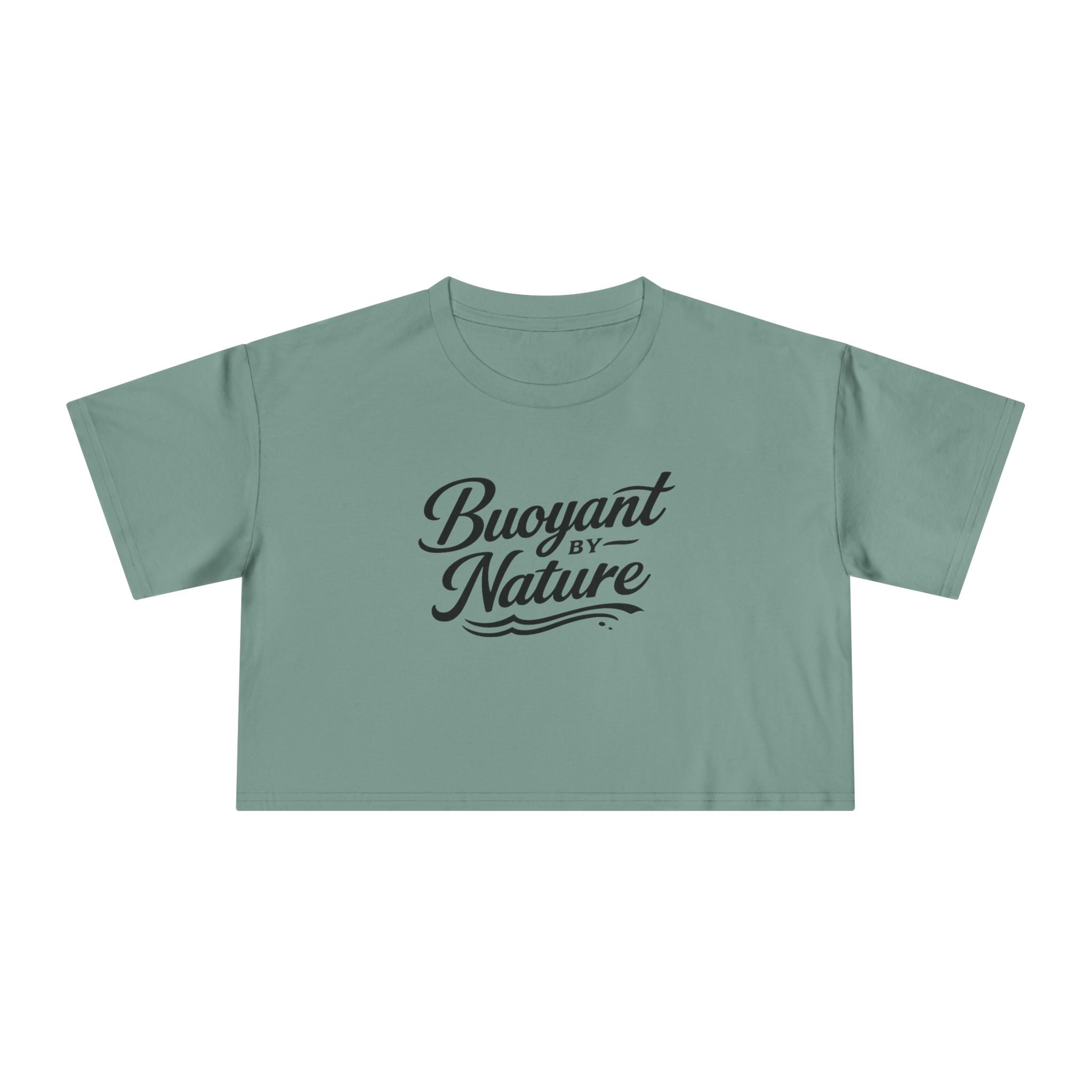 Buoyant By Nature Women's Crop Tee – Nautical Script Beach Shirt