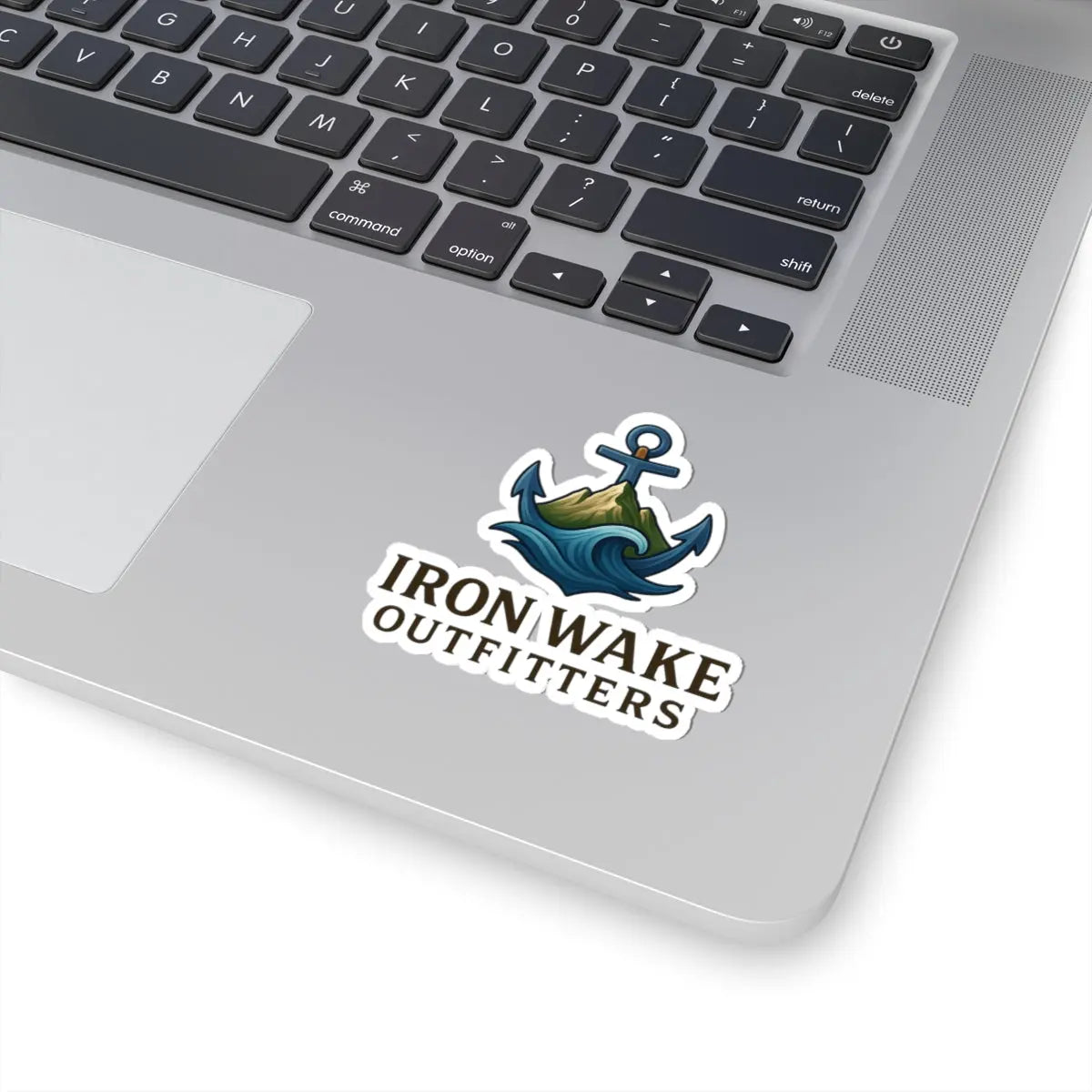 Kiss-Cut Sticker — Iron Wake Outfitters Anchor Logo (Outdoor, Nautical Vinyl) Printify