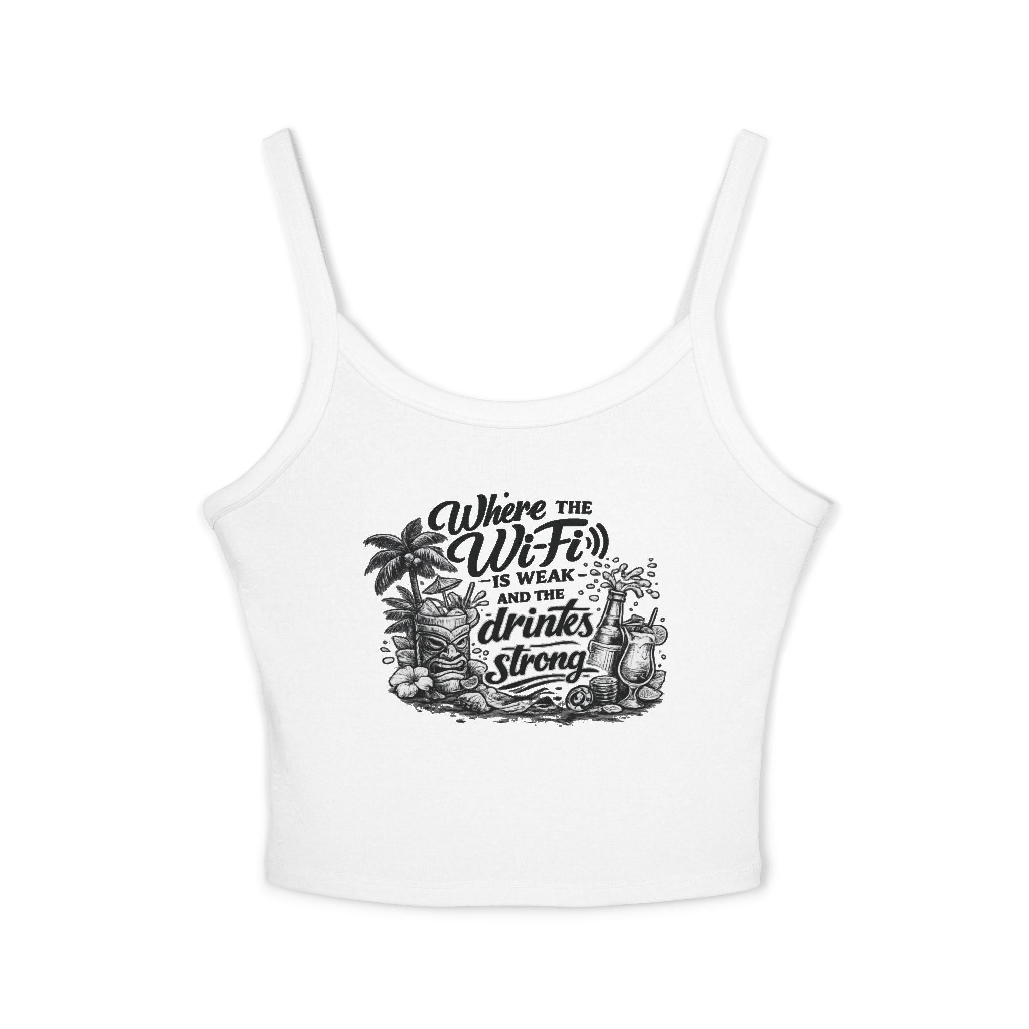 Spaghetti Tank Top – "Wine Wife" Tropical Drinks Graphic