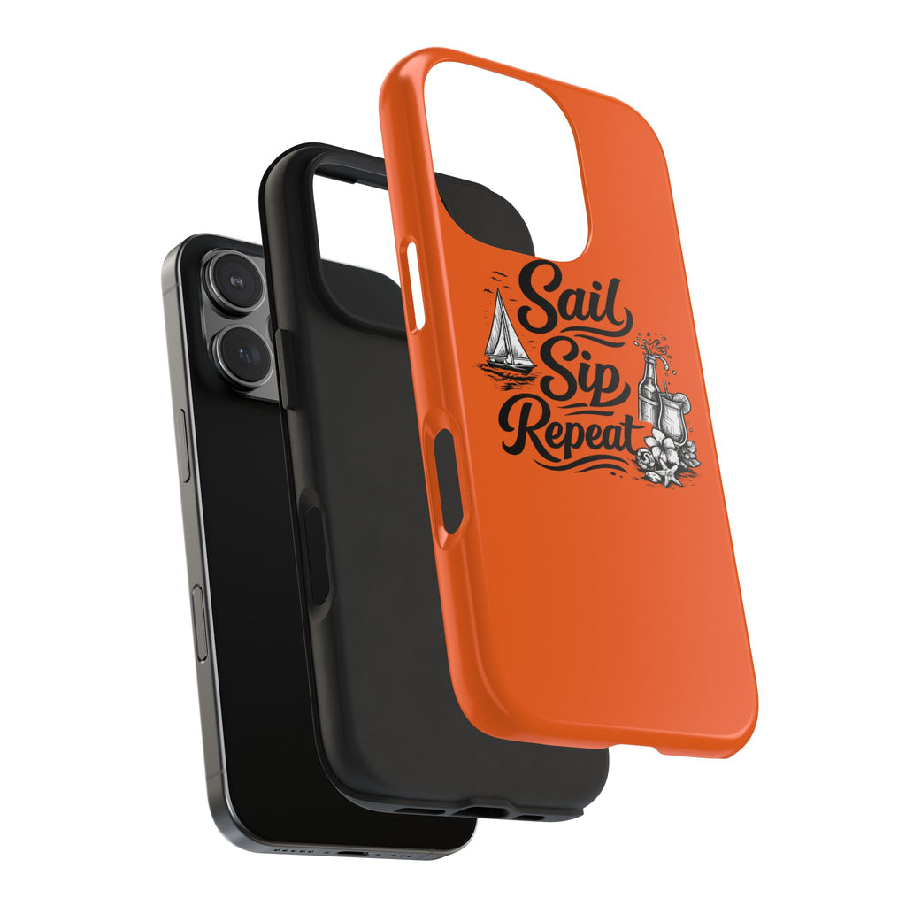 Sail Sip Repeat Tough Phone Case — Nautical Orange Protective Phone Cover
