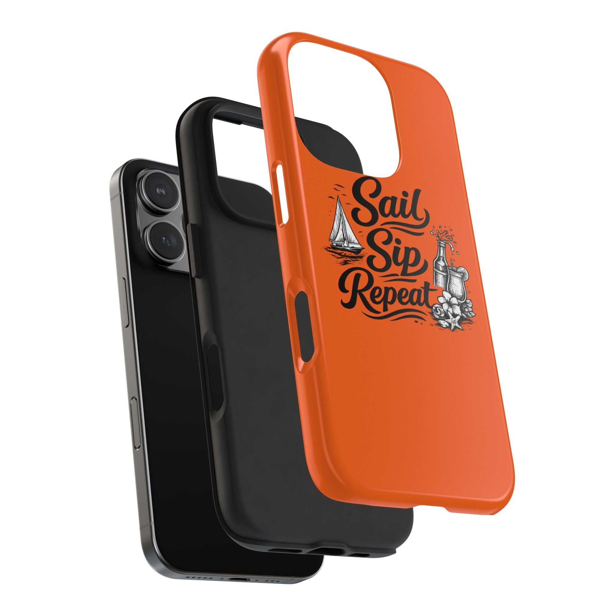 Sail Sip Repeat Tough Phone Case — Nautical Orange Protective Phone Cover
