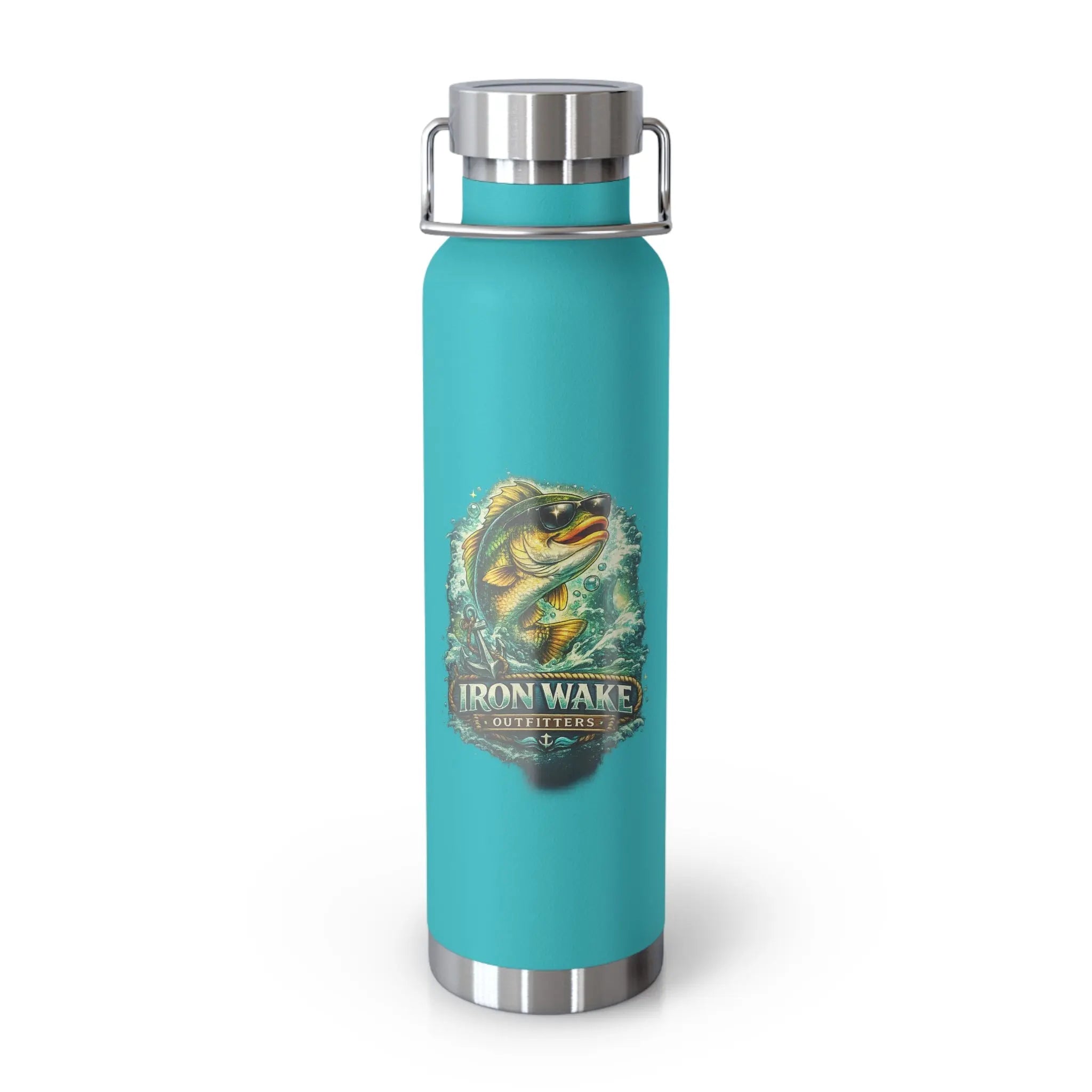 22oz Copper Vacuum Insulated Water Bottle — Fishing Bass Adventure Design Printify