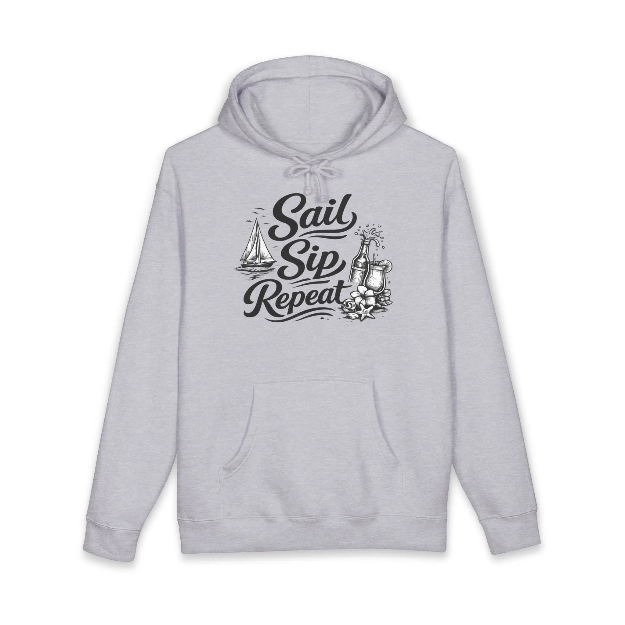 Sail Sip Repeat Hoodie — Nautical Sailing & Beer Graphic Sweatshirt Printify