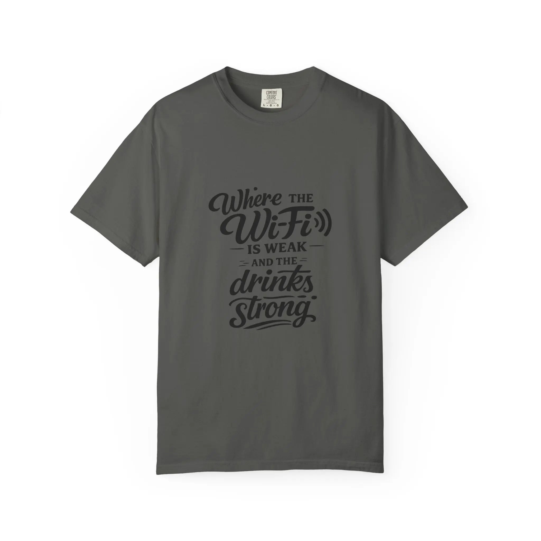 T-Shirt — "Where the Wi‑Fi Is Weak and the Drinks Strong" Retro Bar Tee Printify