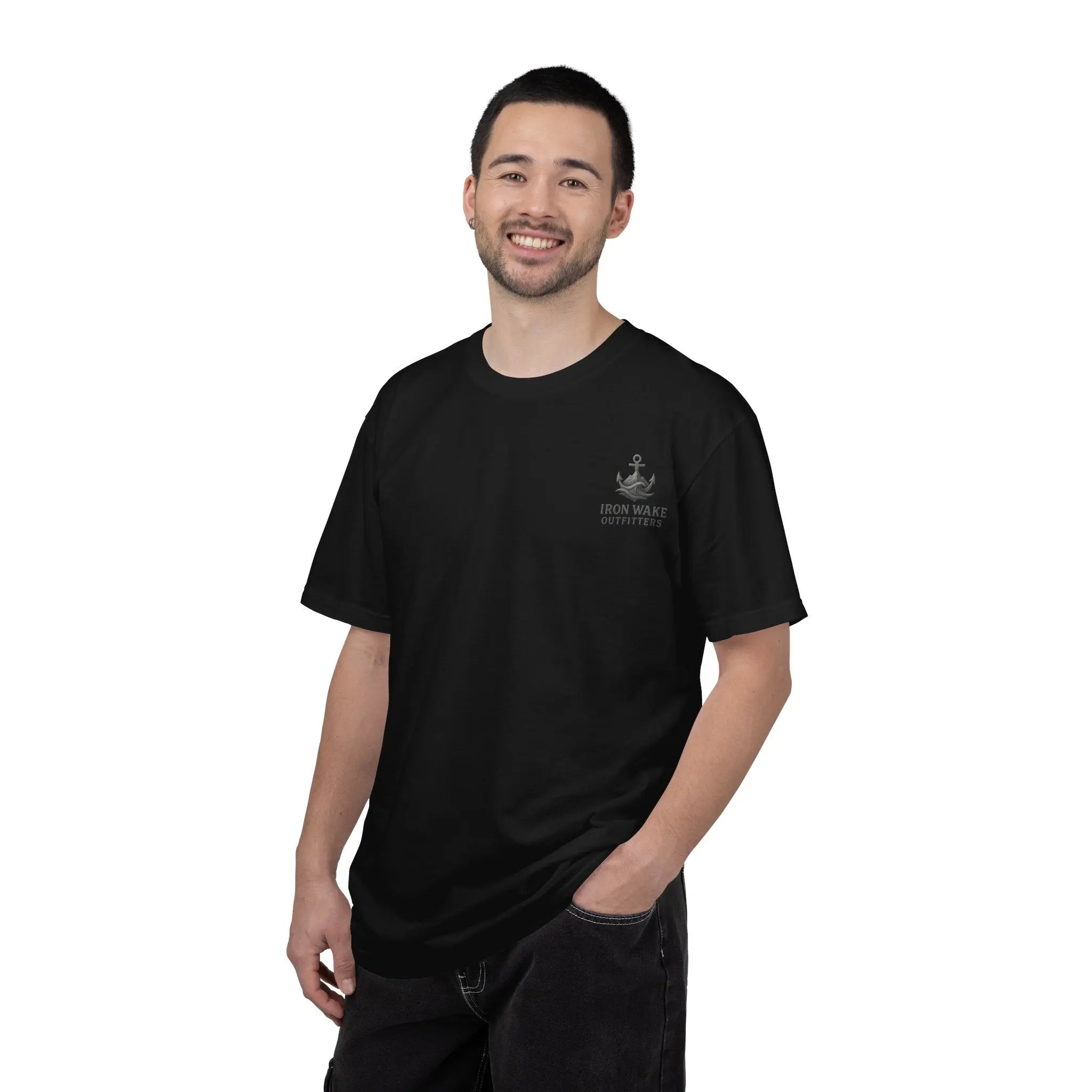 Anchor Logo T-Shirt — Iron Wake Outfitters Chest & Back Graphic Printify