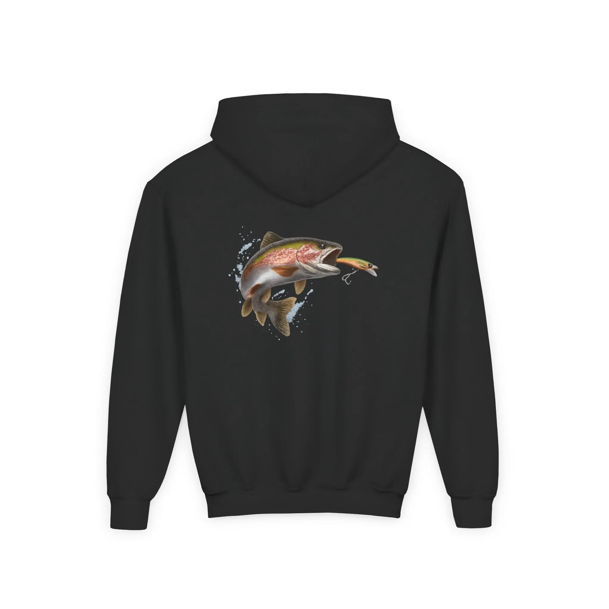 Youth Trout Fishing Hoodie – Rainbow Trout Catch Graphic Sweatshirt Printify