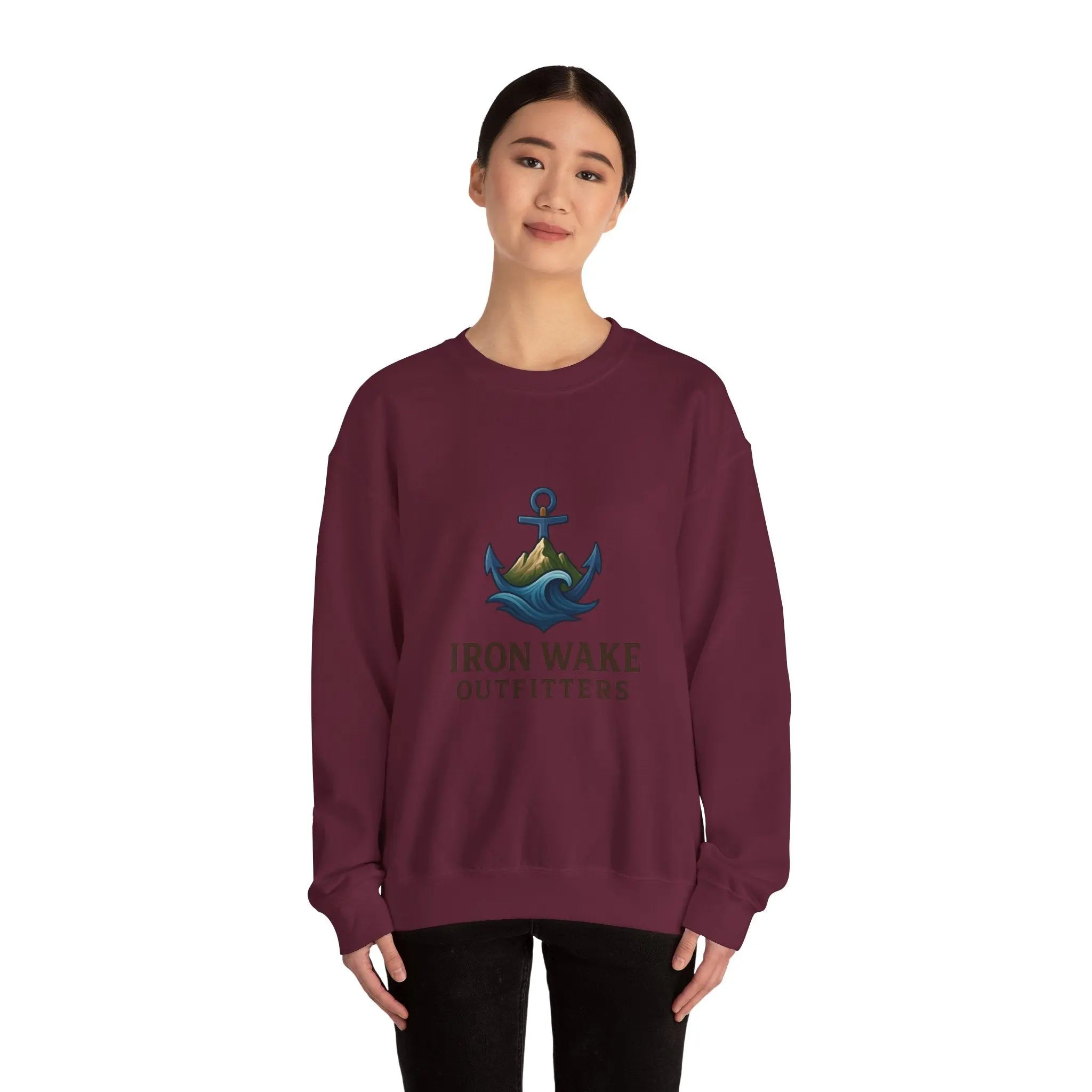 Crewneck Sweatshirt — Iron Wake Outfitters Anchor Logo Printify
